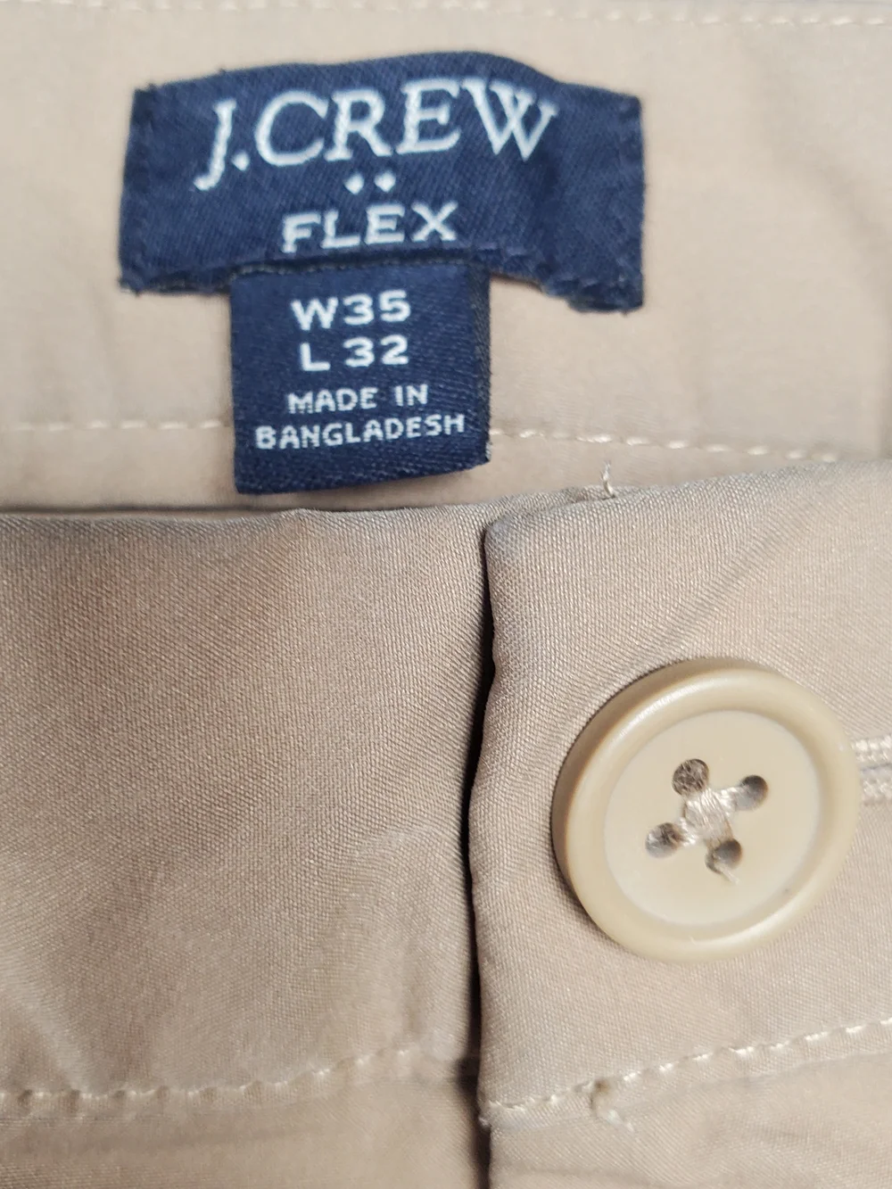 J.Crew Flex Slim Fit Chino Pants Mens 35x32 Khaki Tan Stretch Casual READ